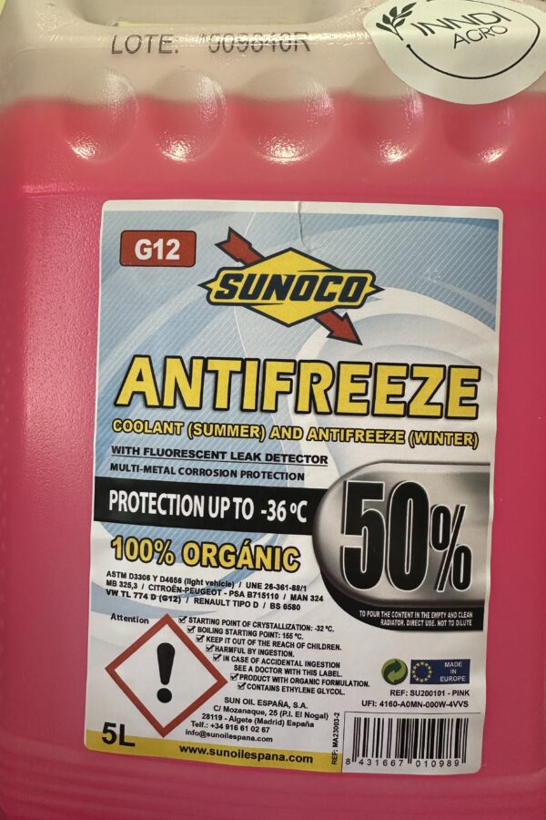 Антифриз SUNOCO RADIATOR COOLANT 50% (-36º) G12 RED 5л